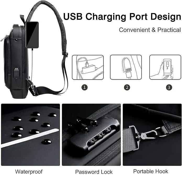 Anti-theft sling bag with a USB charging port